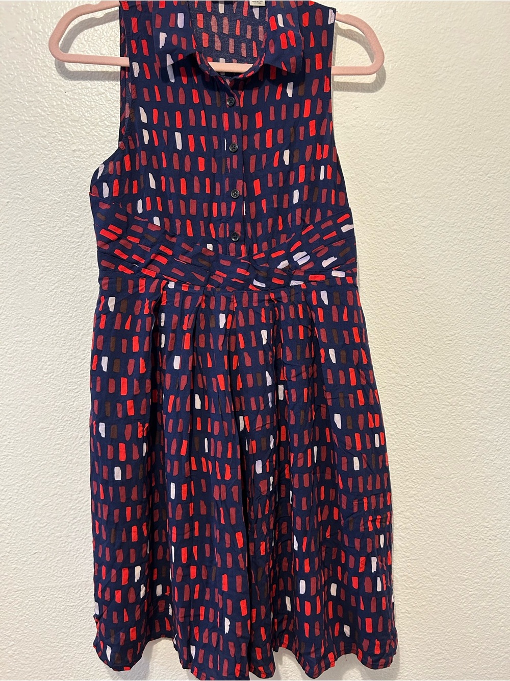 Tylho by Anthropologie Sleeveless Midi Dress in Burgundy and Navy Abstract Print - Picture 6 of 9